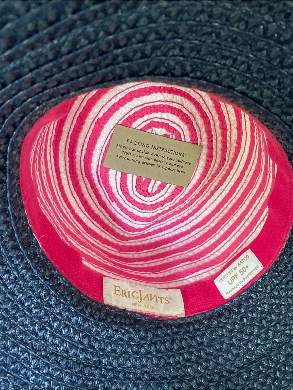 Eric Javits Pink and White Striped Bucket Hat - Picture 2 of 3
